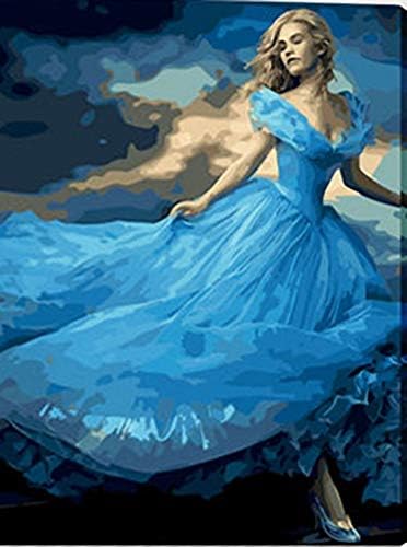 Güzel Mavi Elbiseli bir Kız İğne Tuvali A00367 (18CT Mono Deluxe, 12 X 15)
