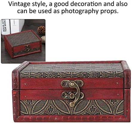 2 adet Ahşap takı saklama kutusu, vintage kare takı soyunma, takı saklamak için tek katmanlı mücevher kutusu: djddbyd