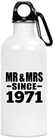 Designsify 51st Yıldönümü Mr & Mrs Beri 1971-20 oz Su Şişesi Yalıtımlı Bardak Paslanmaz Çelik - Eşi için Koca Wo-Erkekler Onu