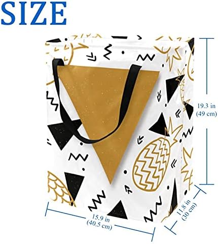 Ananas Geometrik Şekiller Çamaşır Sepeti Büyük Bez Organizatör Çanta Sepeti Katlanabilir Çamaşır Sepeti Kolları ile