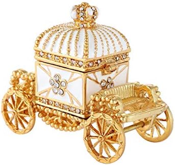 QIFU Dekoratif Emaye Kraliyet Arabası Tarzı Menteşeli Biblo Kutusu, Köpüklü Kristal Süsler Ev Dekor için, aile için benzersiz