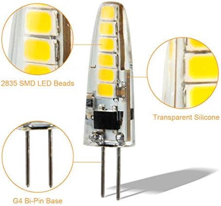 G4 LED Ampuller 6 Paket, Kısılabilir 3W 110v-130V 6000K Nötr Beyaz Aydınlatma, Bi-pin LED Ampul Silikon G4 LED Ampuller