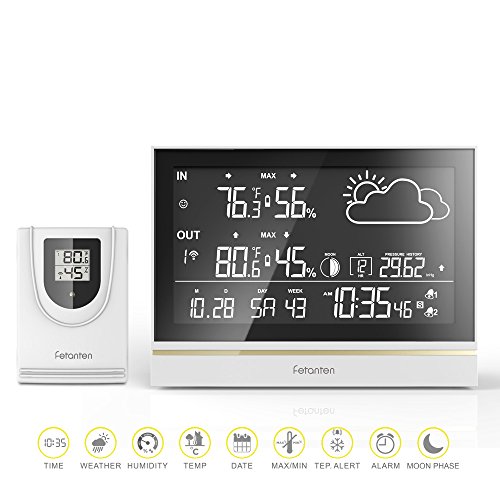 Kablosuz Hava İstasyonu ile Açık Sensörü, Kapalı ve Açık Termometre Higrometre 7.5-İnç Boy LCD ekran Hava Durumu, çalar Saat