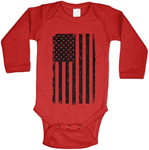 Tcombo Sıkıntılı Siyah Amerikan Bayrağı-ABD Bodysuit