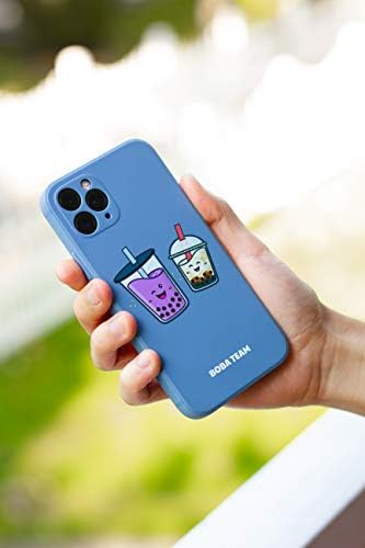 ıPhone SE Boba Takım Sevimli Kabarcık Çay Karakter Kahverengi Şeker Süt Çay & Taro Serin Koruyucu Silikon Kauçuk Kılıf (Pembe)