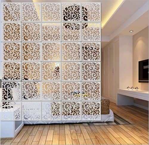 BMİDRUT 12 Pcs Beyaz Asılı oda Bölücü, ahşap-Plastik Oda Bölücü DIY Panel Ekranlar Bölme Duvar Bölücüler Odası Dekorasyon Tüm