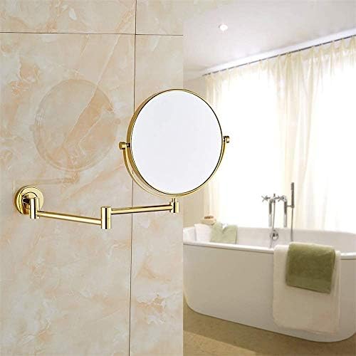 Temiz ve Parlak Banyo Aynası, Duvara Monte Pirinç Amplifikatör Çift Altın 360 ° Döner Makyaj Tıraş Ayarlanabilir (Renk: 10x)