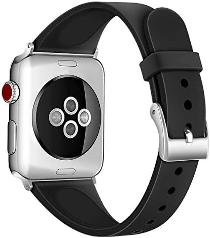 DKEnjoy Deri Yedek Band Bileklik Bilezik Saat Kayışı için Apple İzle iWatch Serisi 4/3/2/1 akıllı saat (38 / 40mm, Siyah)