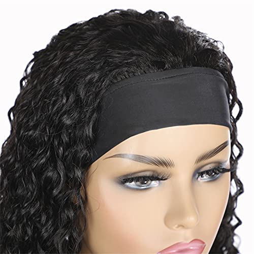 MXRLZX Kafa Bandı Peruk, Derin Kıvırcık, insan Saçı, %150 Yoğunluk, Mekanizma, Kadın Peruk, 10-26 İnç, 1B Doğal Siyah (Boyut:
