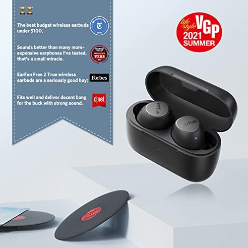 Kablosuz Kulaklıklar, Bluetooth 5.2 Gürültü Önleyici Kulaklıklar-EarFun Free 2 Qualcomm QCC3040 Mikrofonlu Su Geçirmez Kulaklıklar,