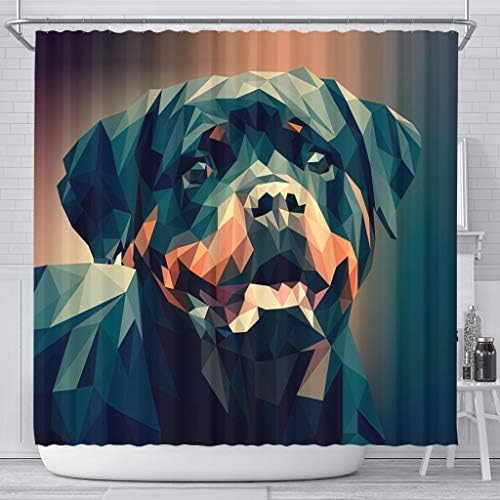 Rottweiler Köpek Vektör Sanat Baskı Duş Perdeleri