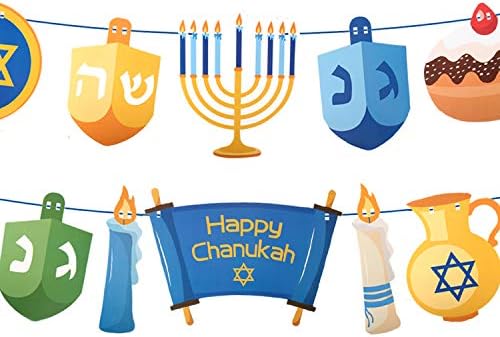 Mutlu Hanuka Afiş bebek duş Yahudi Tatil grafik çelenk bayrakları Hanuka parti dekorasyon için