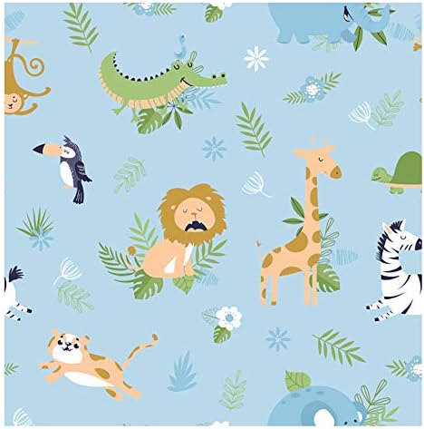 Newbridge Jungle Animal Fun Flannel Back Vinyl ChildrenÕs Masa Örtüsü-Sevimli Zürafalar, Zebralar, Filler Bebekler, Çocuklar,