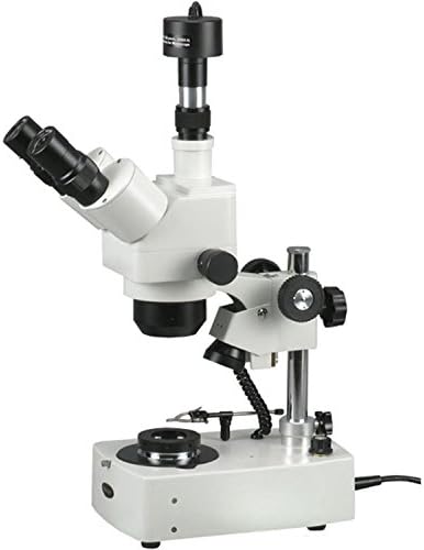 AmScope SH-2TZ-DK-M Dijital Profesyonel Trinoküler Stereo yakınlaştırmalı mikroskop, WF5x, WF10x ve WF20x Göz Mercekleri, 5X-80X