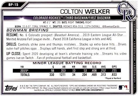2021 Bowman Krom Umutları BCP-15 Colton Welker Colorado Rockies MLB Beyzbol Kartı NM-MT
