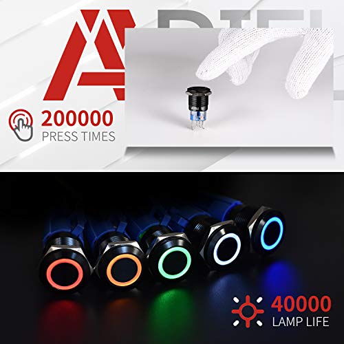 APIELE 19mm Mandallama Push Button Anahtarı 12 V DC Melek Göz ışık halkası LED Metal 0.74 1NO1NC SPDT ile Tel Soket Fiş (Yeşil