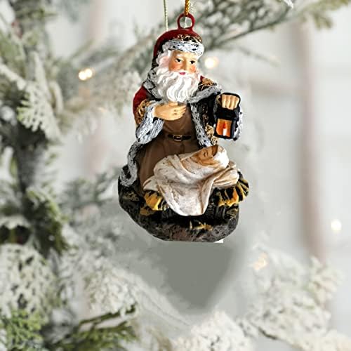 Diz çökmüş Santa 3.2 inç Reçine Taş Noel Dekoratif Asılı Süsleme, benzersiz Noel Süsler Noel Ağacı Süslemeleri için, kolye Gelenek