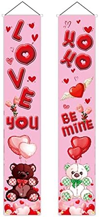 U-BUYHOUSE sevgililer Günü Süslemeleri Afiş, Mutlu sevgililer Günü Kapı Sundurma İşareti, Asılı Aşk Kalp ve Tomte Gnome Elf Sundurma