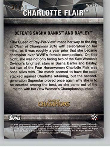 2017 Topps WWE Kadınlar Bölümü Maçları ve Anları WWE Silver Wrestling WWE-9 Charlotte Flair SER / 50 Yenilgi Sasha Banks /