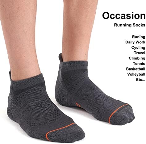 CelerSport 6 Paket Erkek Koşu Ayak Bileği Çorapları Yastıklı, Düşük Kesim Atletik Spor Tab Çorapları