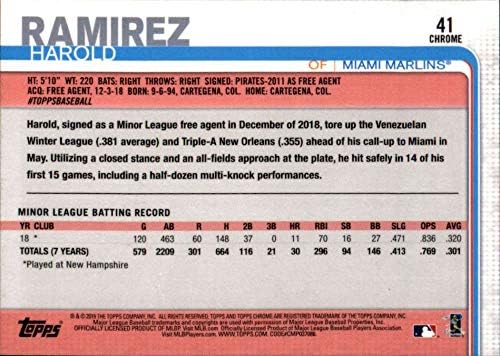 2019 Topps Krom Güncelleme Beyzbol 41 Harold Ramirez RC Çaylak Kartı Miami Marlins Resmi MLB Beyzbol Ticaret Kartı Topps