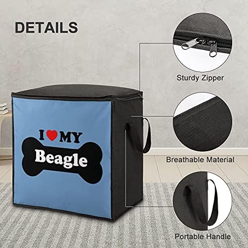 Ben Aşk Benim Beagle Büyük Yorgan Saklama Çantası Organizatör Kutusu Fermuar Üst Giysi İçin Yastık Yorgan