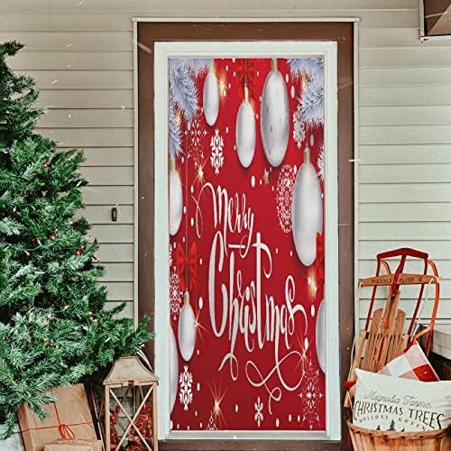 xigua Noel Kapı Süslemeleri Noel Ağacı Kar Taneleri Kapı Kapak, 35x79in Büyük Kumaş Tatil Parti Süslemeleri Işareti için Ön Kapı,