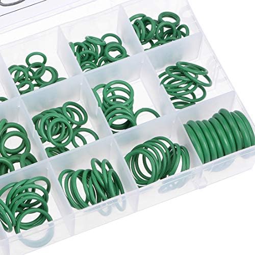 uxcell O-Ring Çeşitler Kiti, 270 adet Flor Kauçuk Conta Halkaları Set Yeşil