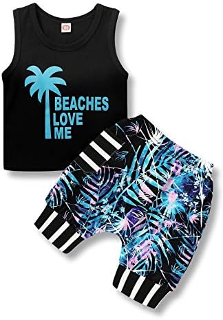 Yürüyor erkek Bebek Yaz Giysileri Plajlar Aşk Bana Kolsuz Yelek Üstleri + Şort Çocuk Rahat Kıyafetler