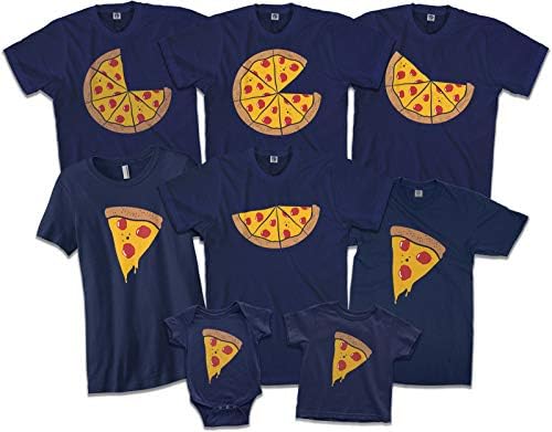 Pizza Pasta ve Dilimleri / Anne Baba Bebek Oğul Kız Eşleştirme Aile Gömlek Seti