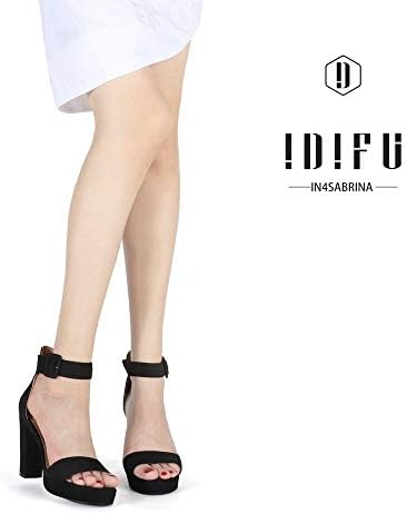 IDIFU kadın IN4 Sabrina Platformu Tıknaz Yüksek Topuklu Ayak Bileği Kayışı Topuklu Sandalet Düğün Parti Elbise Ayakkabı