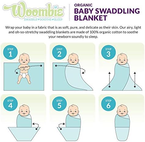 Woombie Organik Bebek Kundaklama Battaniyesi / Kızlar veya Erkekler için Hafif Bebek Kundaklaması / Organik Bebek Alma Battaniyesi,
