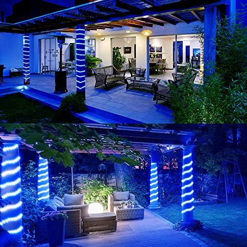 AMANEER 50ft / 15 m LED ışıklar Şerit kiti Bağlanabilir Esnek halat ışıkları su geçirmez mavi 110 V 2 Tel 900 Birimleri SMD 2835