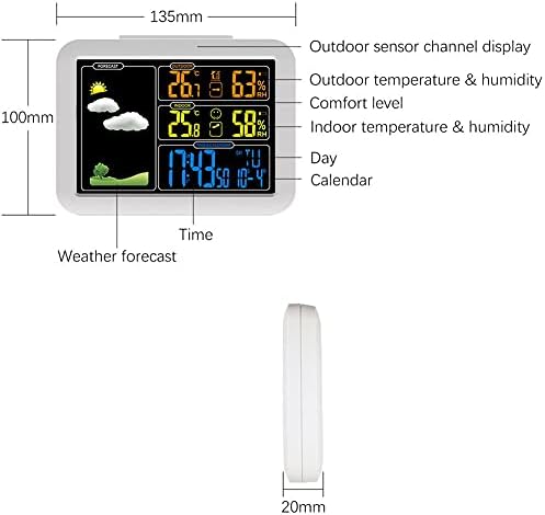 Kablosuz Sensörler ile Hava İstasyonu, Dijital Renkli Hava Monitör, kapalı Açık Barometre ile Sıcaklık/Nem / Barometrik / Tahmini