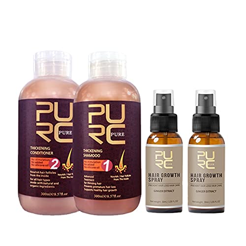 PURC 300 ml saç şampuanı ve Saç Kremi Saç Büyüme Tedavisi için Erkekler Kadınlar için 2 adet Saç Büyüme Sprey Saç Bakımı