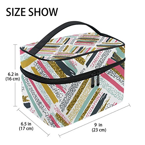 Kozmetik çantası benzersiz moda renkli çizgili kadın makyaj çantası seyahat depolama Organizatör