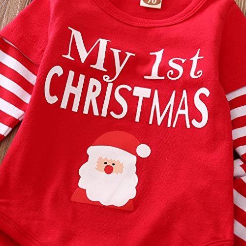 Todder Erkek Bebek Kız Giysileri 2 Adet Kıyafet Seti Benim 1st Noel Tulum Bodysuit T-Shirt + Ekose Pantolon + Şapka Seti
