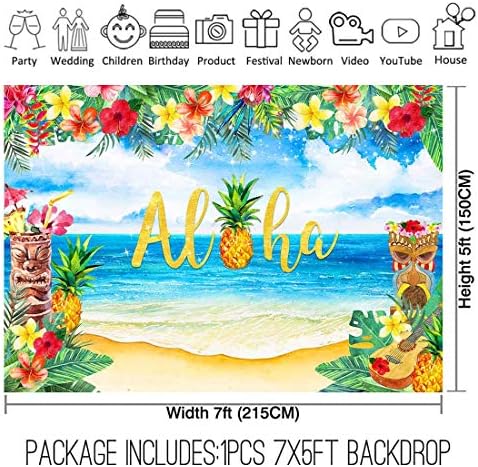 Allenjoy 8X8ft Aloha Zemin Yaz Luau Tropikal Çiçekler Hawaii Plaj Fotoğraf Arka Plan Tiki Süslemeleri Doğum Günü Bebek Duş Parti