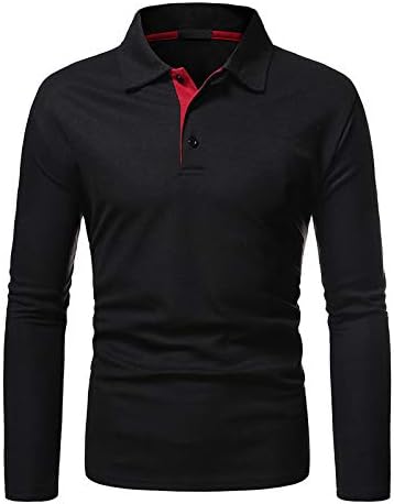 BHSJ Erkek Uzun Kollu Polo Gömlekler, Casual Slim Fit Polo Tee Temel Tasarlanmış Tenis Golf Gömlek Adam Ofis T-shirt