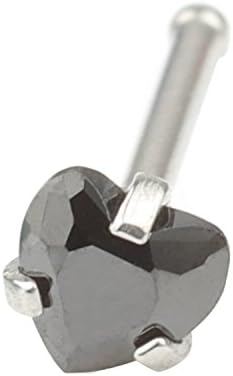 DRKK Çelik 20G Cerrahi Paslanmaz 3mm Kalp Elmas CZ Burun Kemik StuRings Pin Piercing Takı