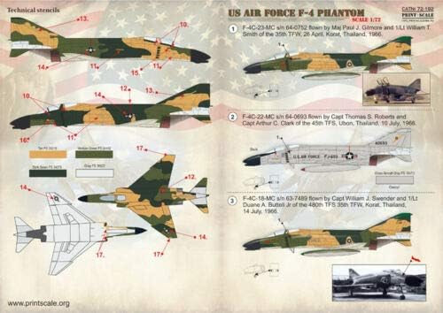 Baskı Ölçeği 72-192 1/72 Ölçekli Çıkartması için Uçak-ABD Hava Kuvvetleri F - 4 Phantom Savaşı