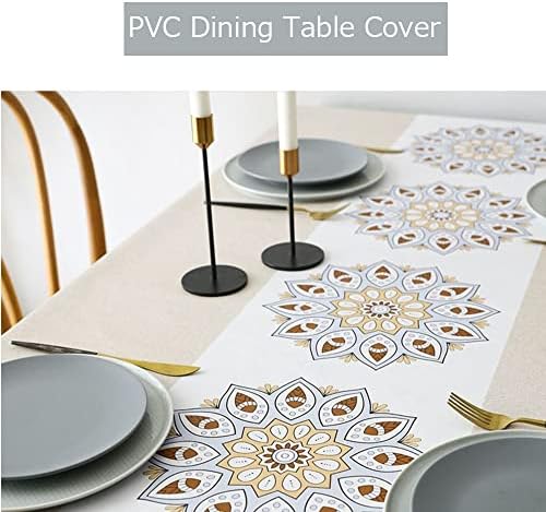 Su geçirmez Masa Örtüsü Kolay Temizlenebilir PVC Yemek Masası Örtüsü-Yağ, Dökülme, Leke, Sıvı Geçirmez, Silinebilir Plastik Masa