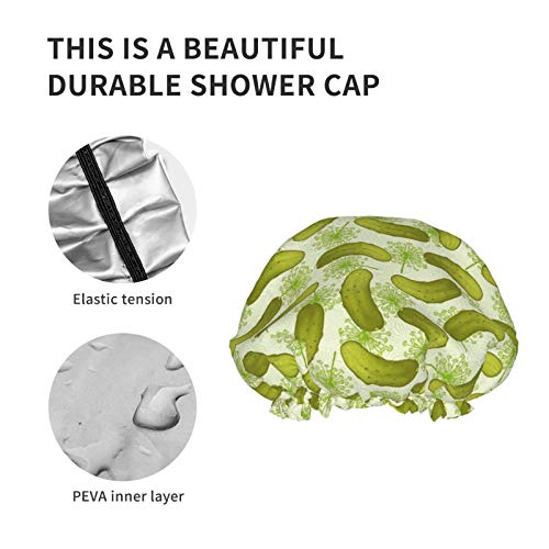 Dereotu Turşu duş bonesi Elastik Kullanımlık Çift Katmanlar banyo şapkası Su Geçirmez Dış PEVA Astar saç bonesi Kadınlar için