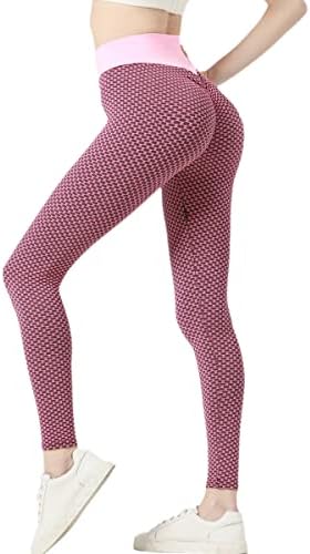 USFOO Tayt Kadınlar için Karın Kontrol Yüksek Bel TİK Tok Tayt Egzersiz Spor Sıkı Yoga Pantolon Popo Kaldırma Zayıflama Ganimet