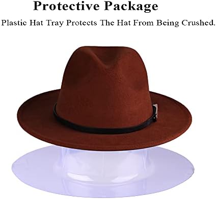 Anycosy Caz Şapka Kadınlar için İki Ton Keçe Fedora Şapka Geniş Ağız Panama ile Kemer