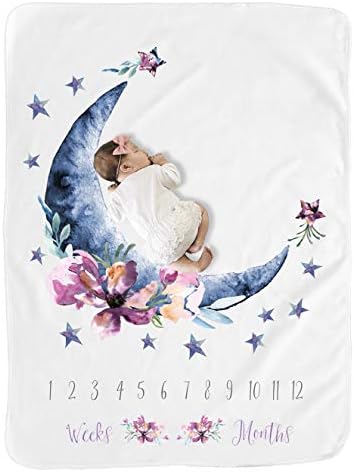BUTTZO Bebek Ay Aylık Milestone Battaniye için Kız Erkek / Büyük Bebek Battaniye için Kız ve Erkek Yenidoğan Fotoğraf Prim Polar