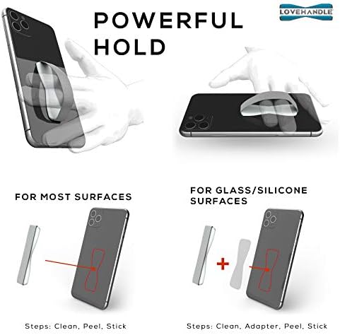 Çoğu Akıllı Telefon ve Mini Tablet için LOVEHANDLE Telefon Tutacağı, Metalik Gümüş Tabanlı Metalik Gümüş Renkli Elastik Kayış,