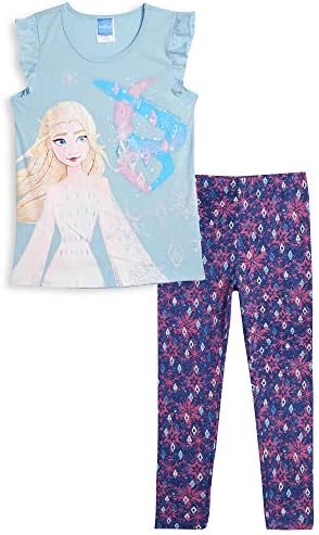 Disney Dondurulmuş Elsa Anna 4 Parça Mix n ' Maç T-Shirt & Legging Seti