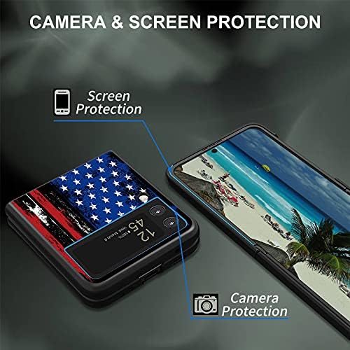 samsung Galaxy Z Flip 3 Kılıf için BPQOJB Amerikan Bayrağı Desen Özelleştirilmiş Tasarım Baskılı İnce Sert PC Darbeye Koruyucu