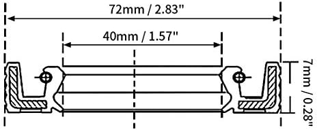 KFıdFran Yağ Keçesi 40mm İç Çap 72mm OD 7mm Kalınlığında Flor Kauçuk Çift Dudaklı Contalar (Öldichtung 40 mm İnnendurchmesser